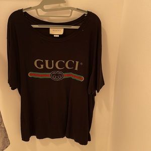 Oversize washed T-shirt with Gucci logo L